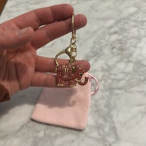 Pink rhinestone Elephant Keychain with Pouch